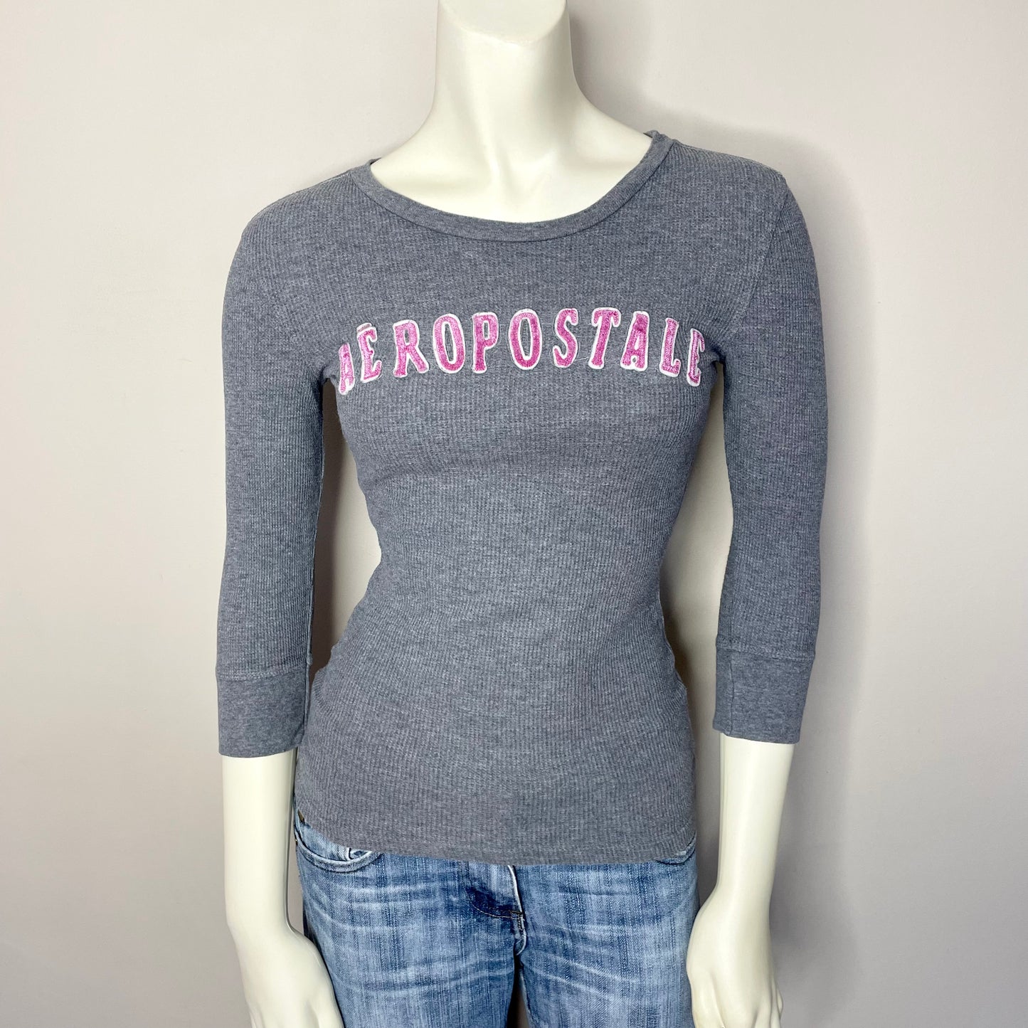 aeropostale gray logo fitted top S