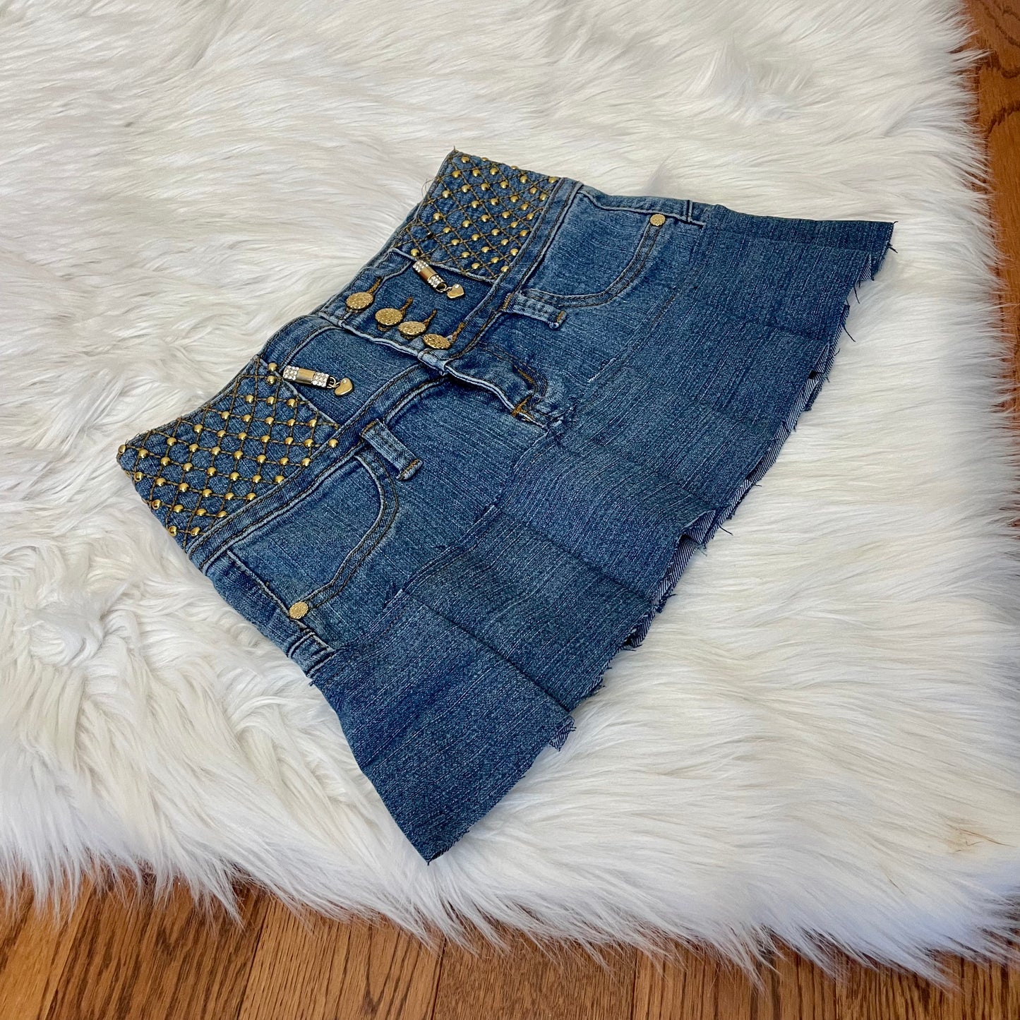 lizz jeans studded mini skirt XS