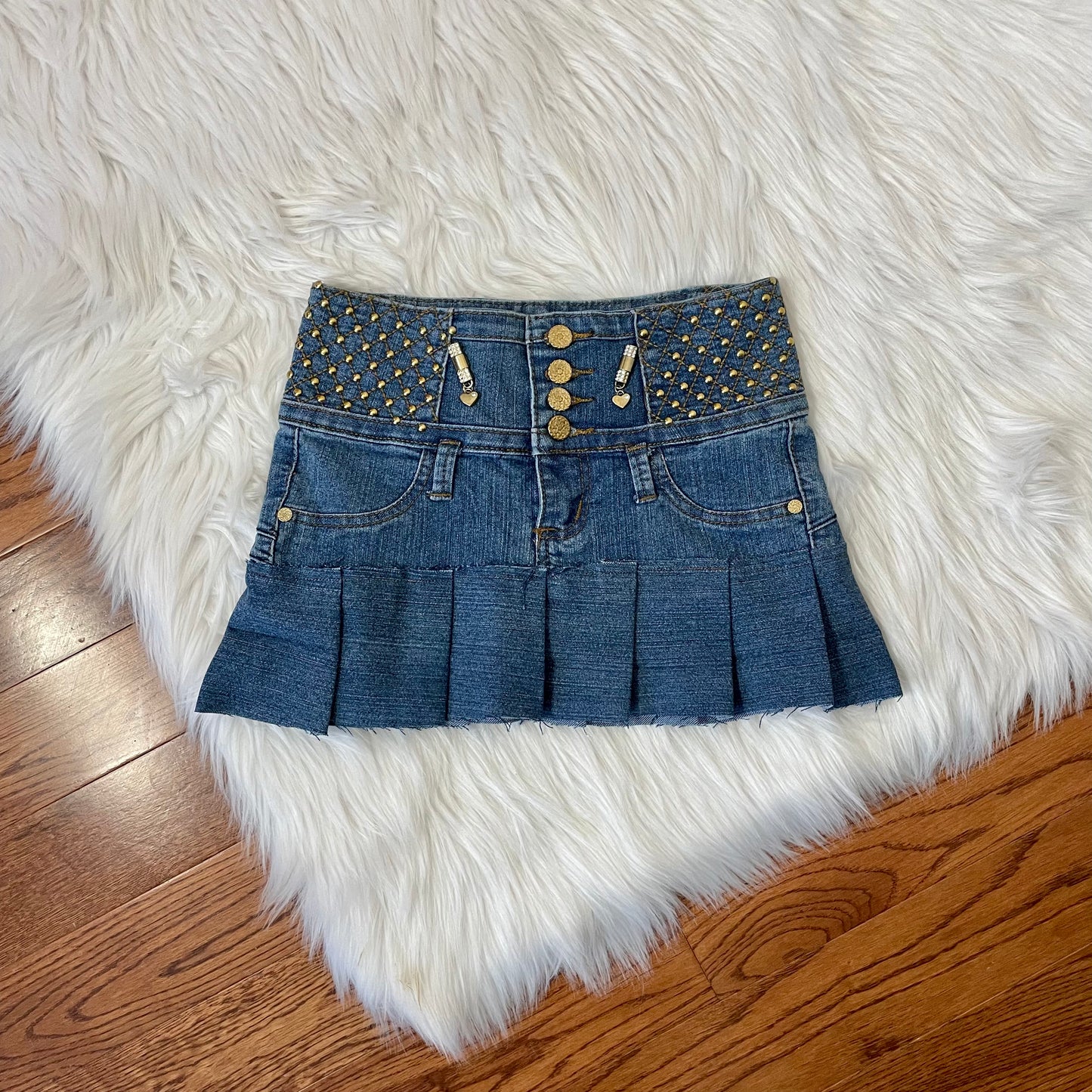 lizz jeans studded mini skirt XS