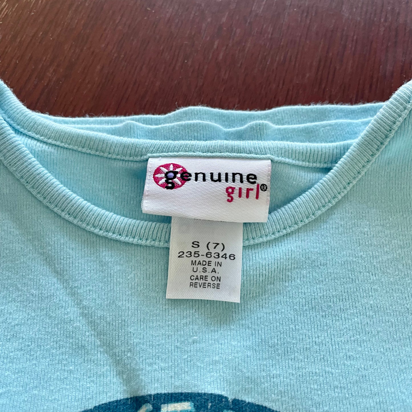 genuine girl baby blue horse tee fits XS