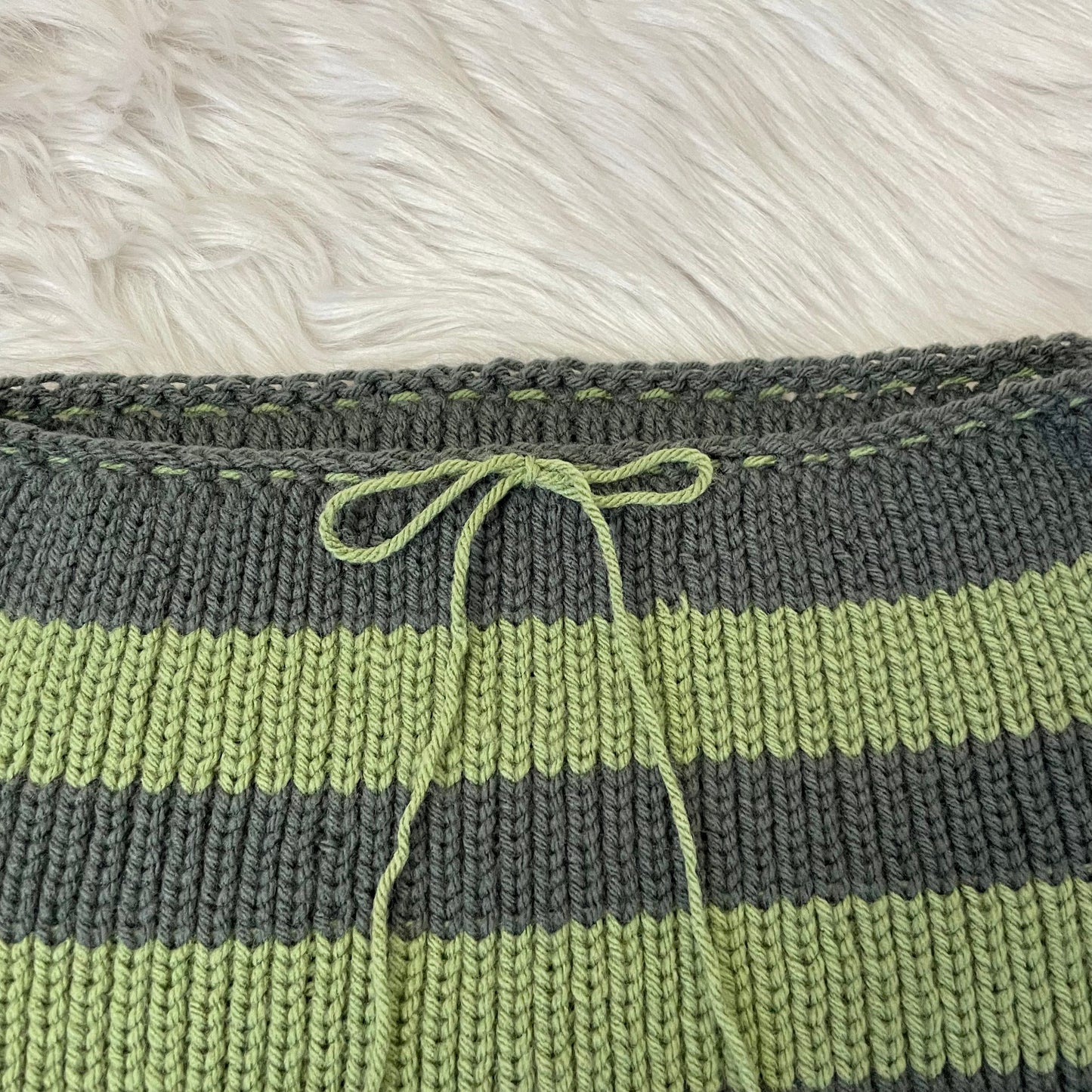 handmade green striped mini skirt XS