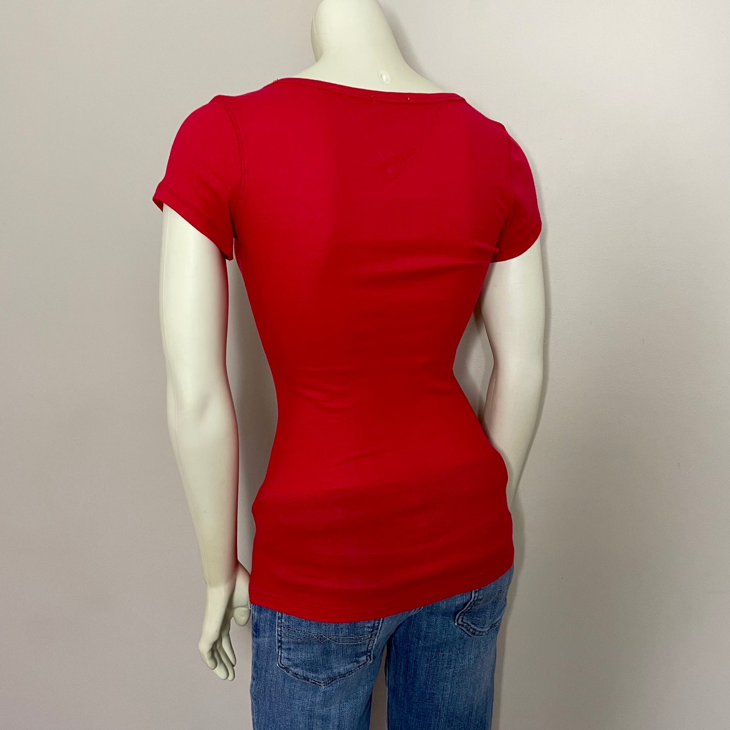 tommy hilfiger red henley top S