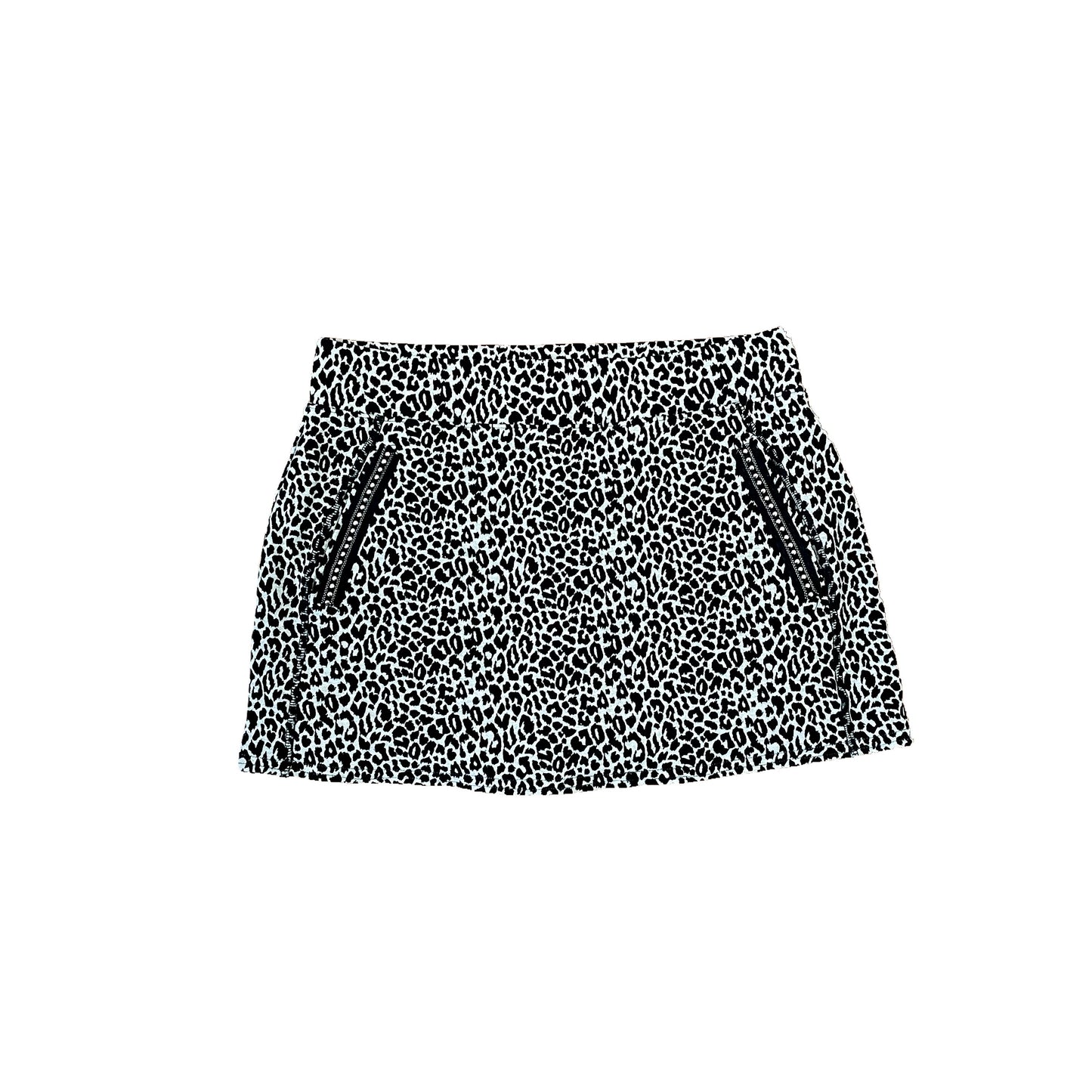 talbots black cheetah mini skirt S