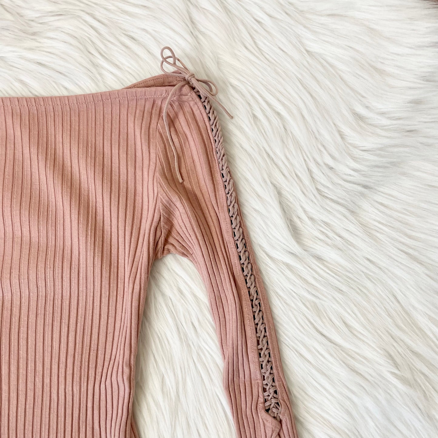 stradivarius pink off shoulder long sleeve top S