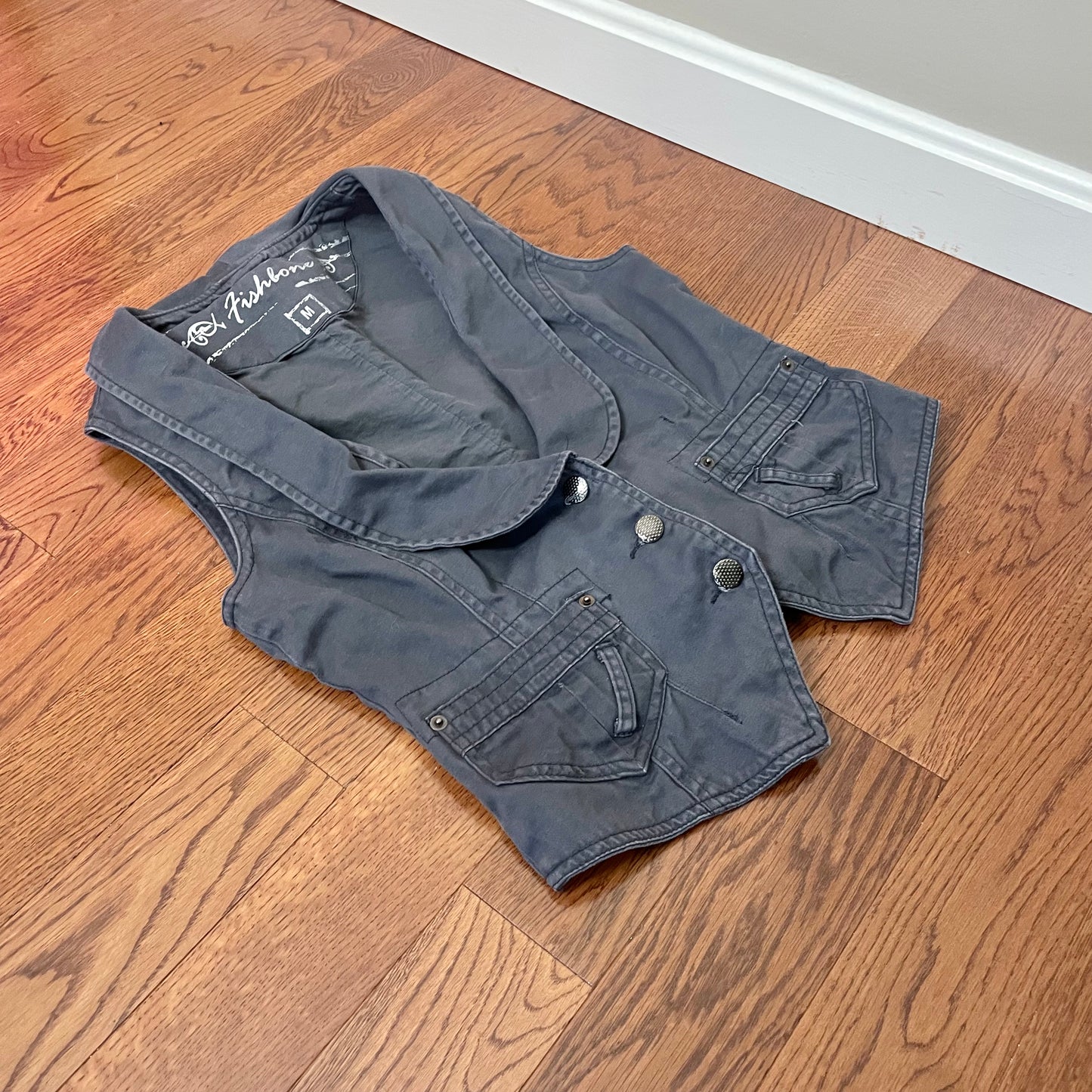 fishbone gray vest M