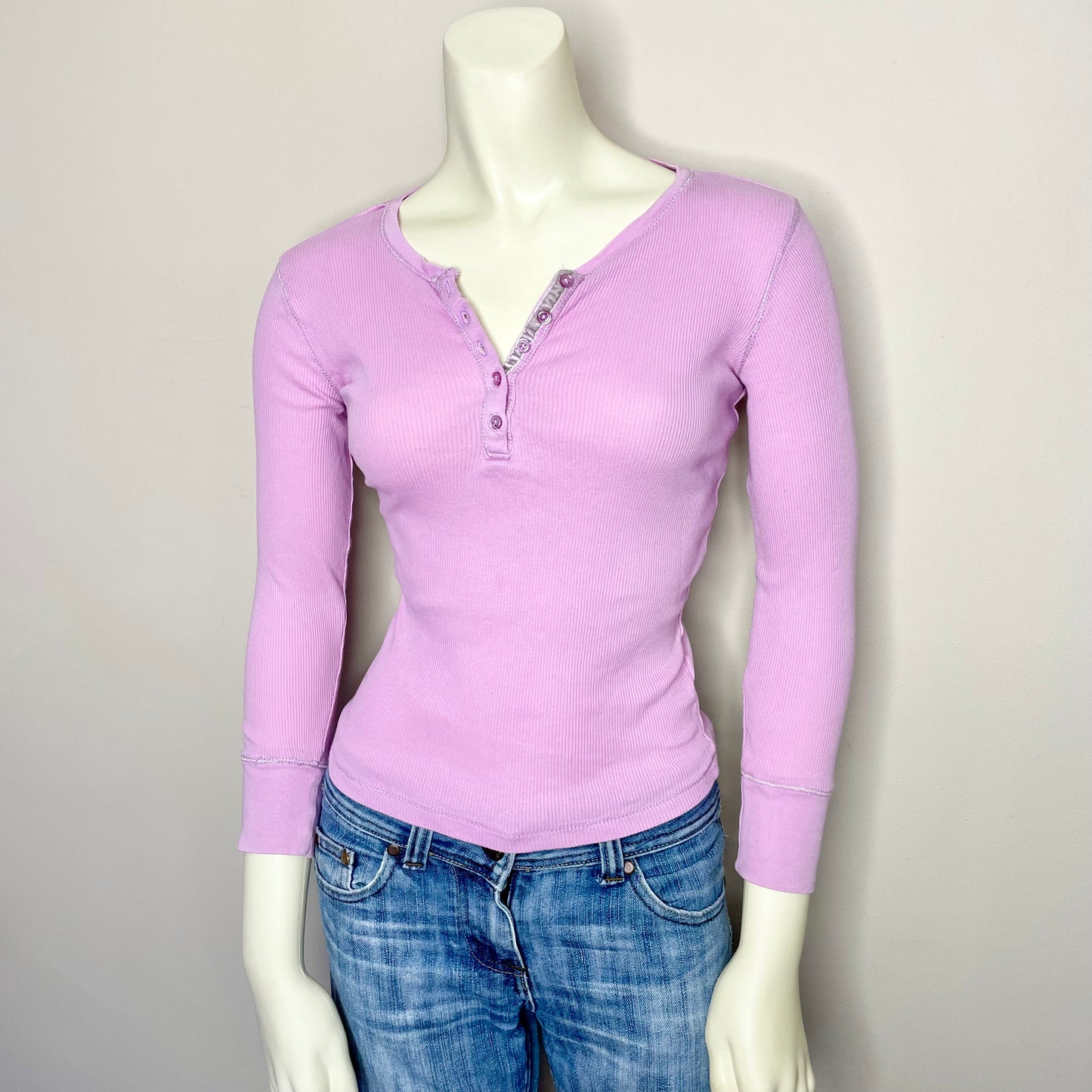 greendog purple henley long sleeve top XS