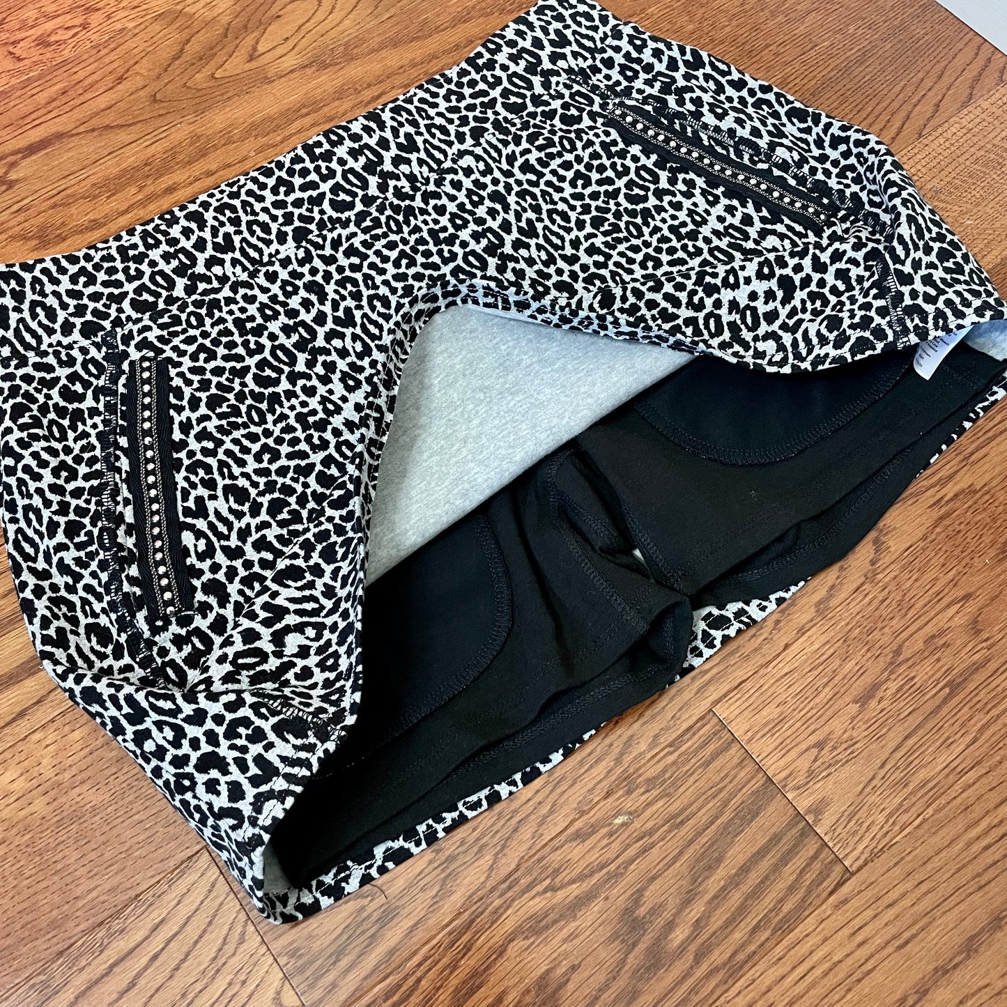 talbots black cheetah mini skirt S