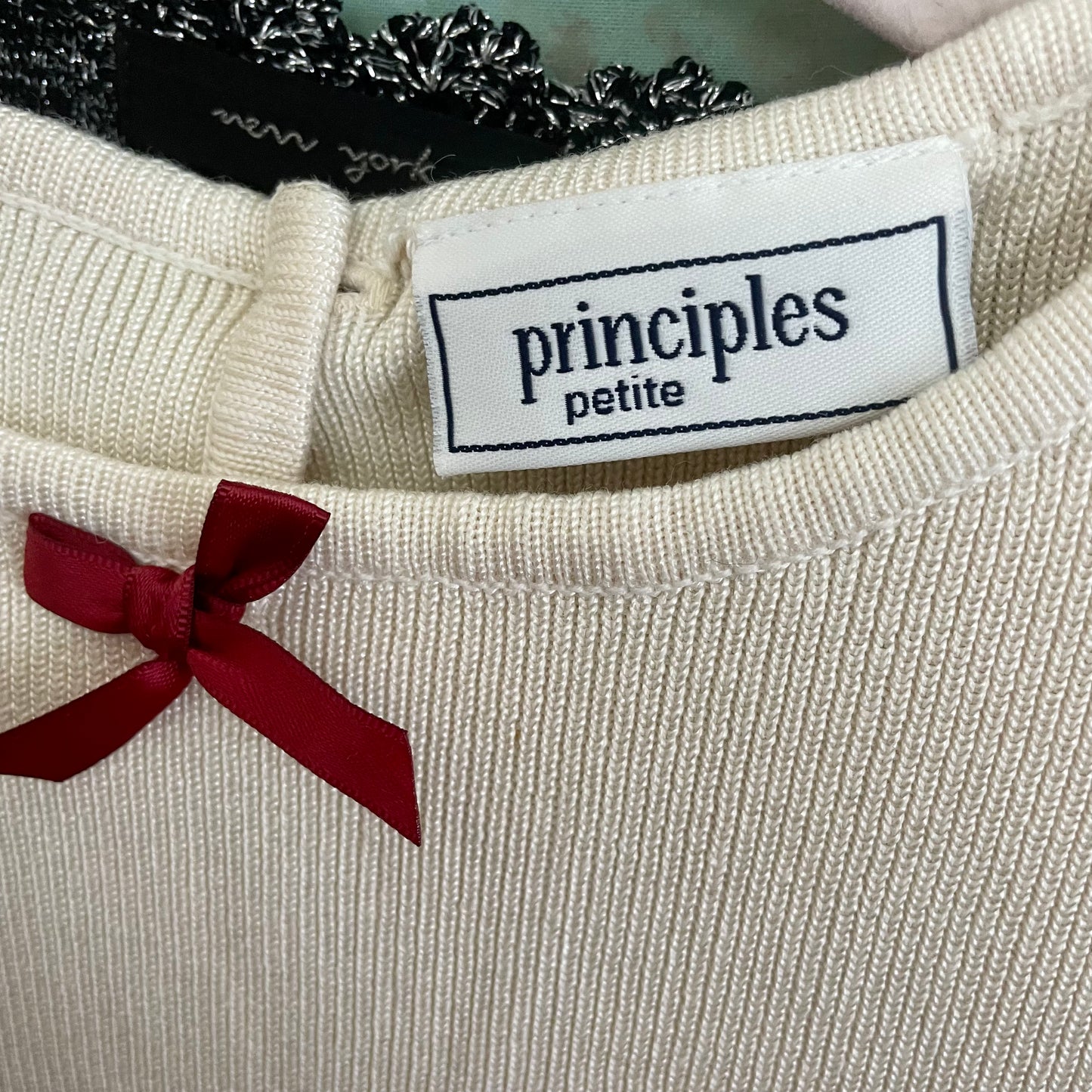 principles sweater knit bow top S