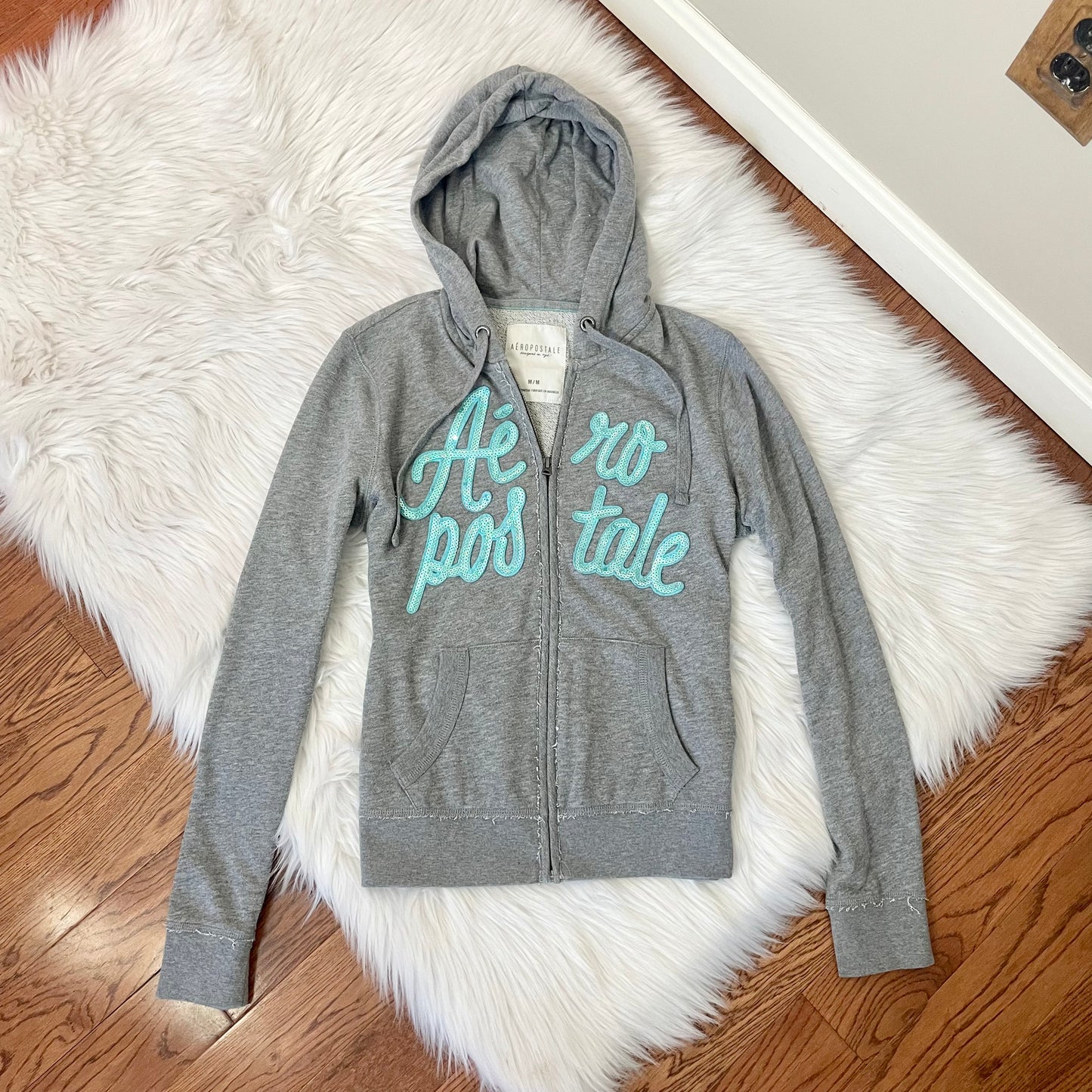 aeropostale gray sequin hoodie M