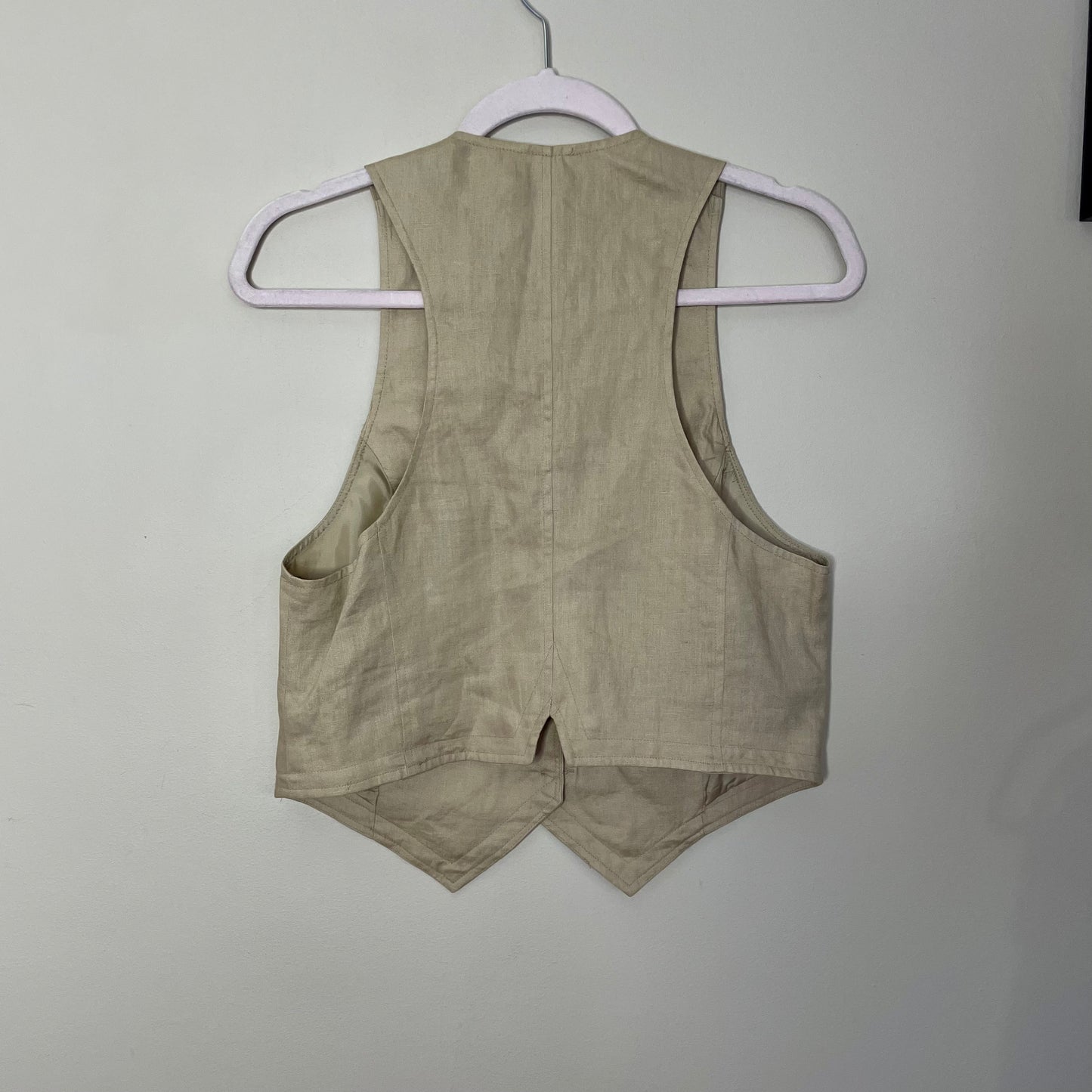 old navy tan linen vest M