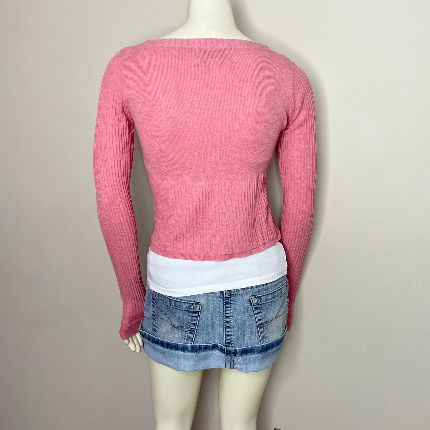 mango pink babydoll cardigan sweater XS