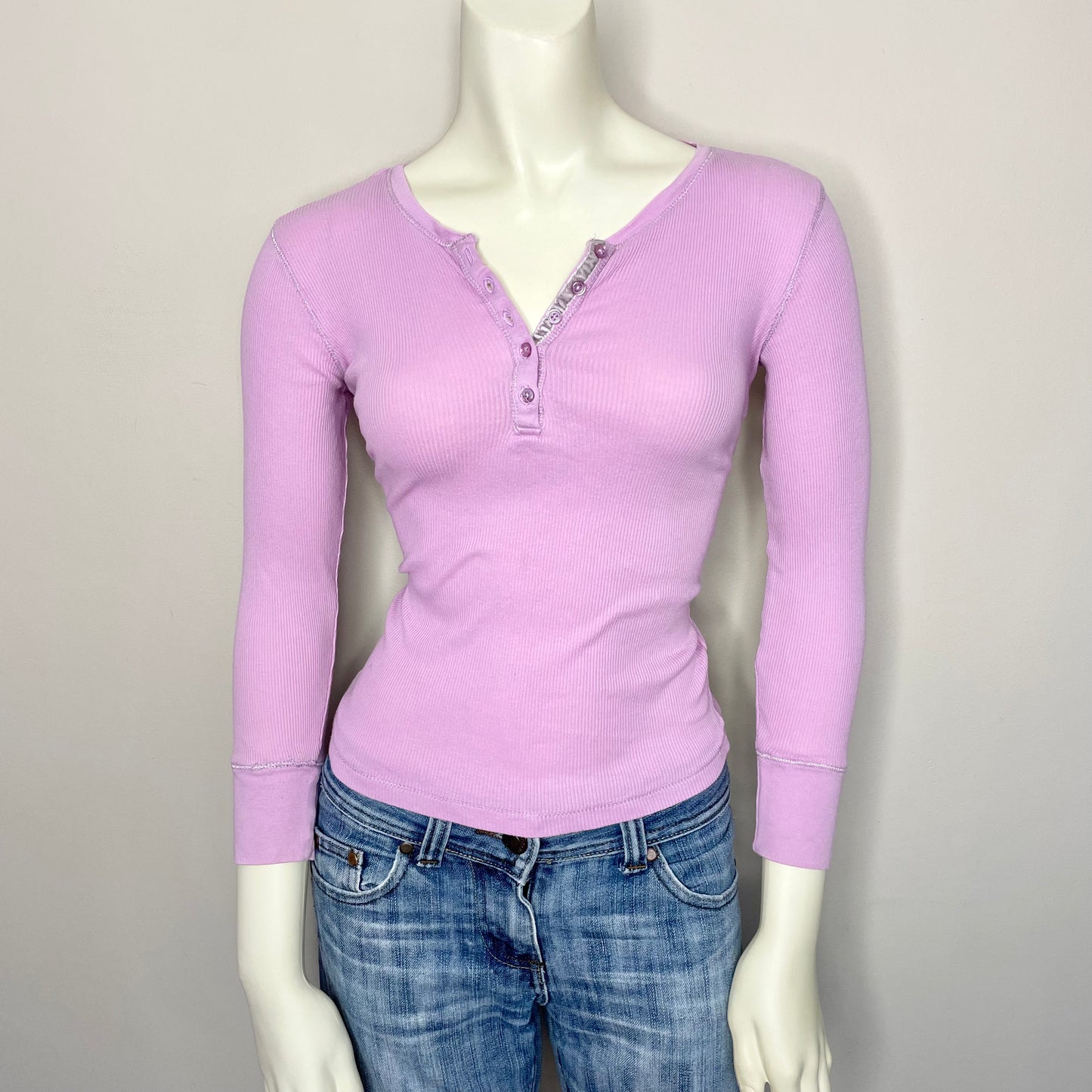 greendog purple henley long sleeve top XS