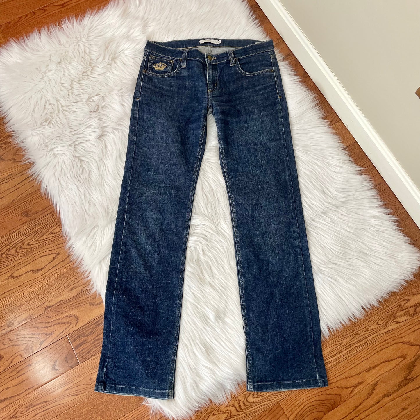 cache embroidered crown boot cut jeans 8