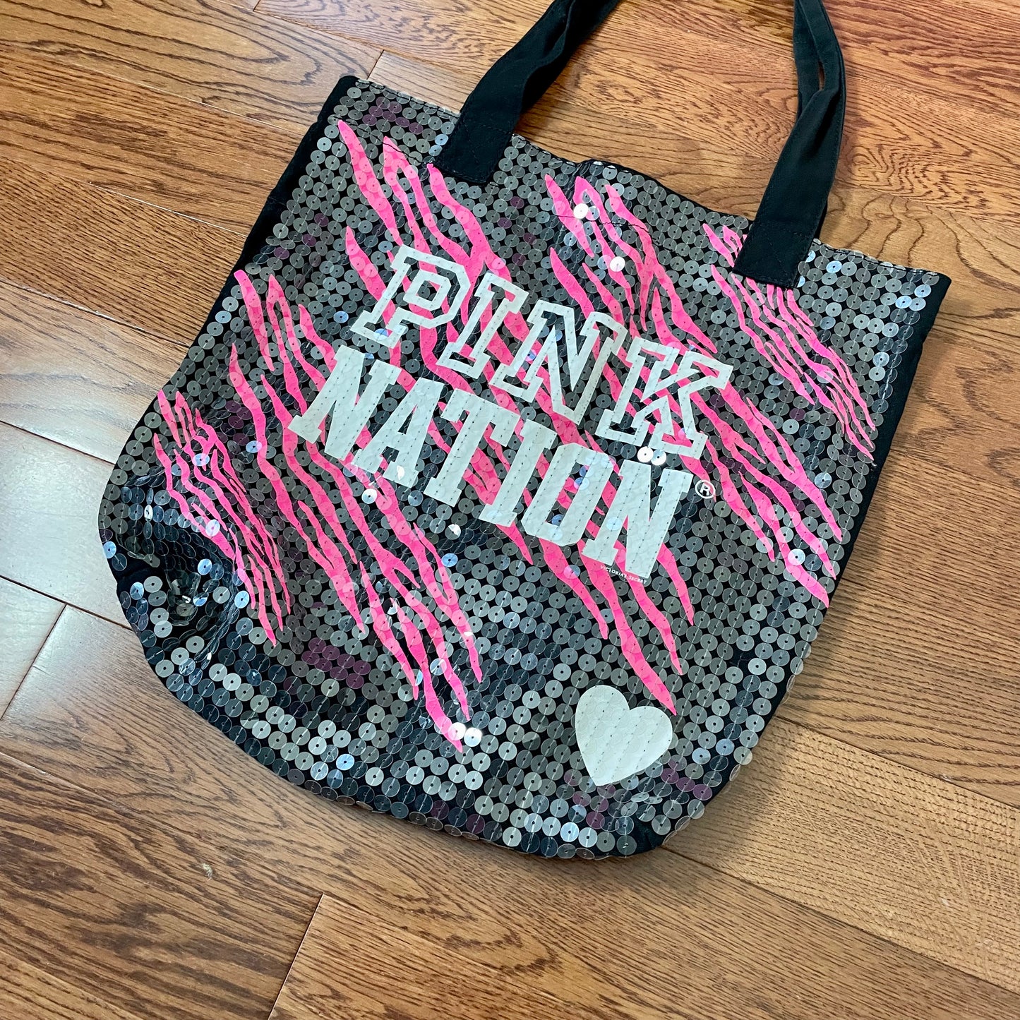 victoria's secret pink sequin tote bag