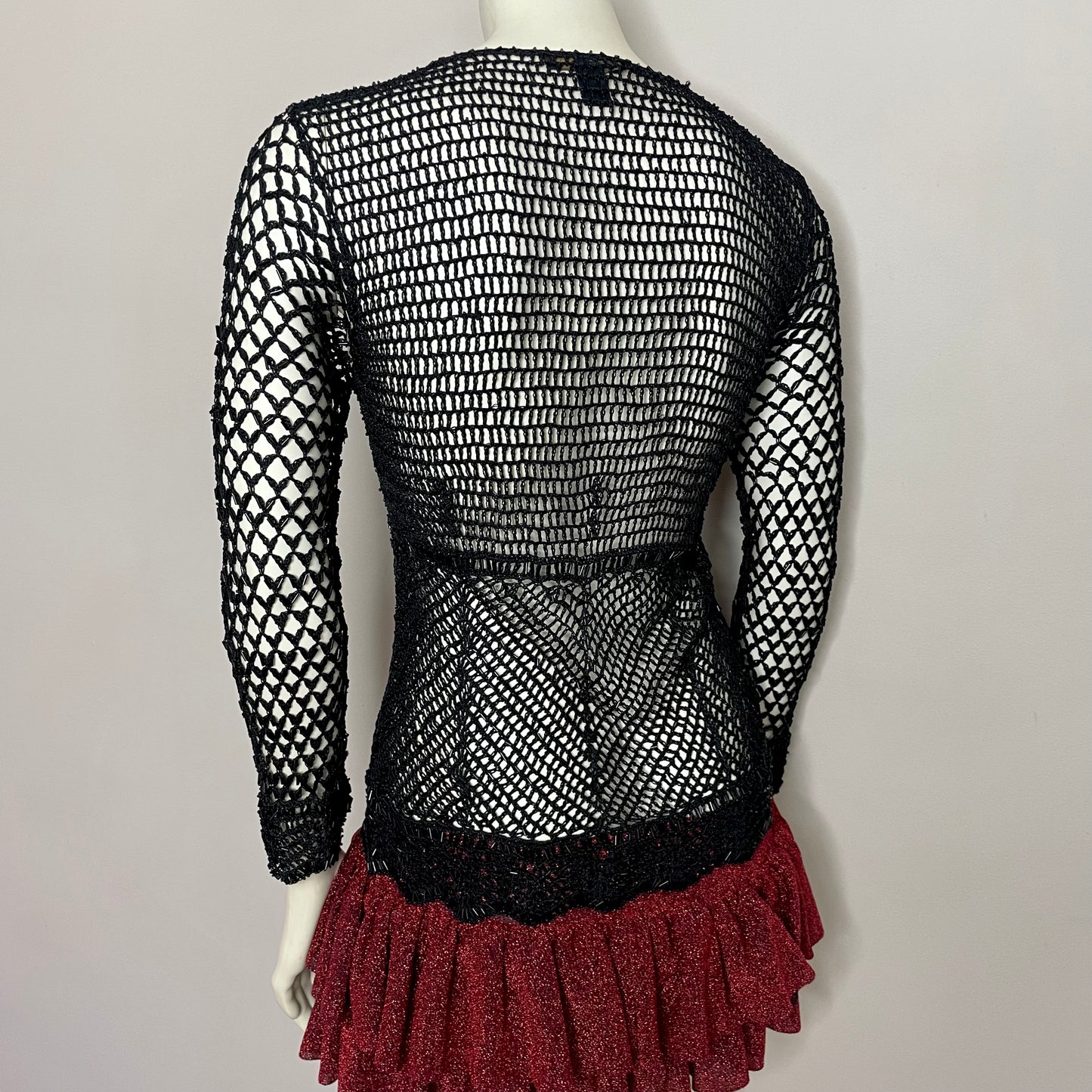 expensive black beaded babydoll sweater M