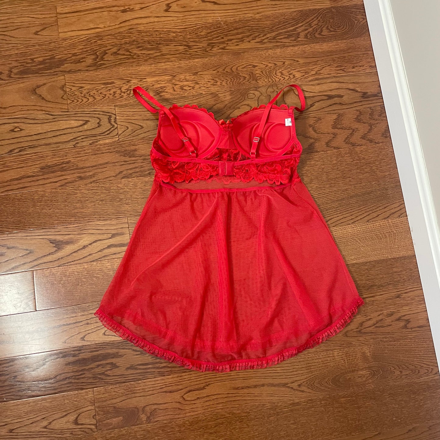 y2k red babydoll lingerie slip M