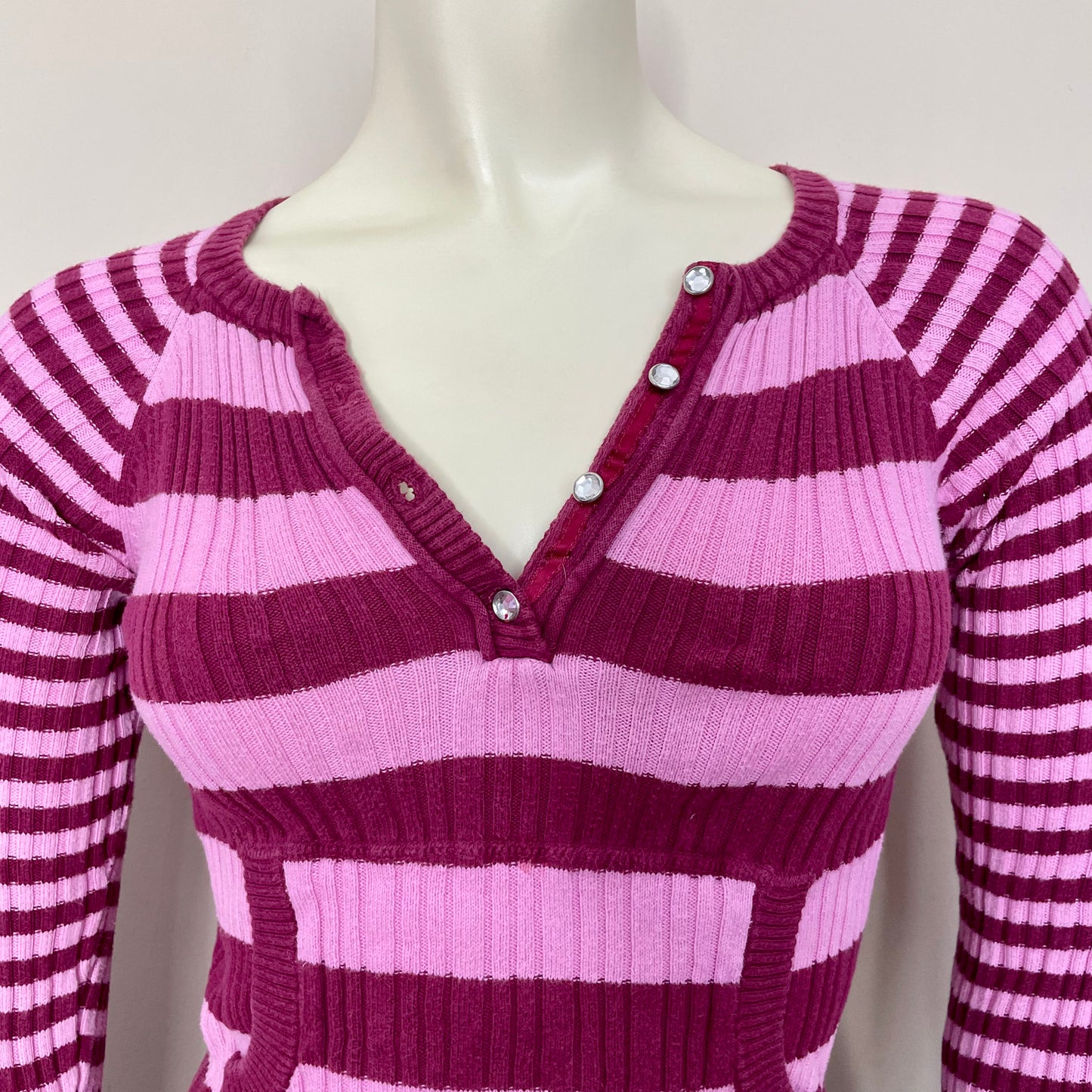 y2k pink striped sweater fits XXS