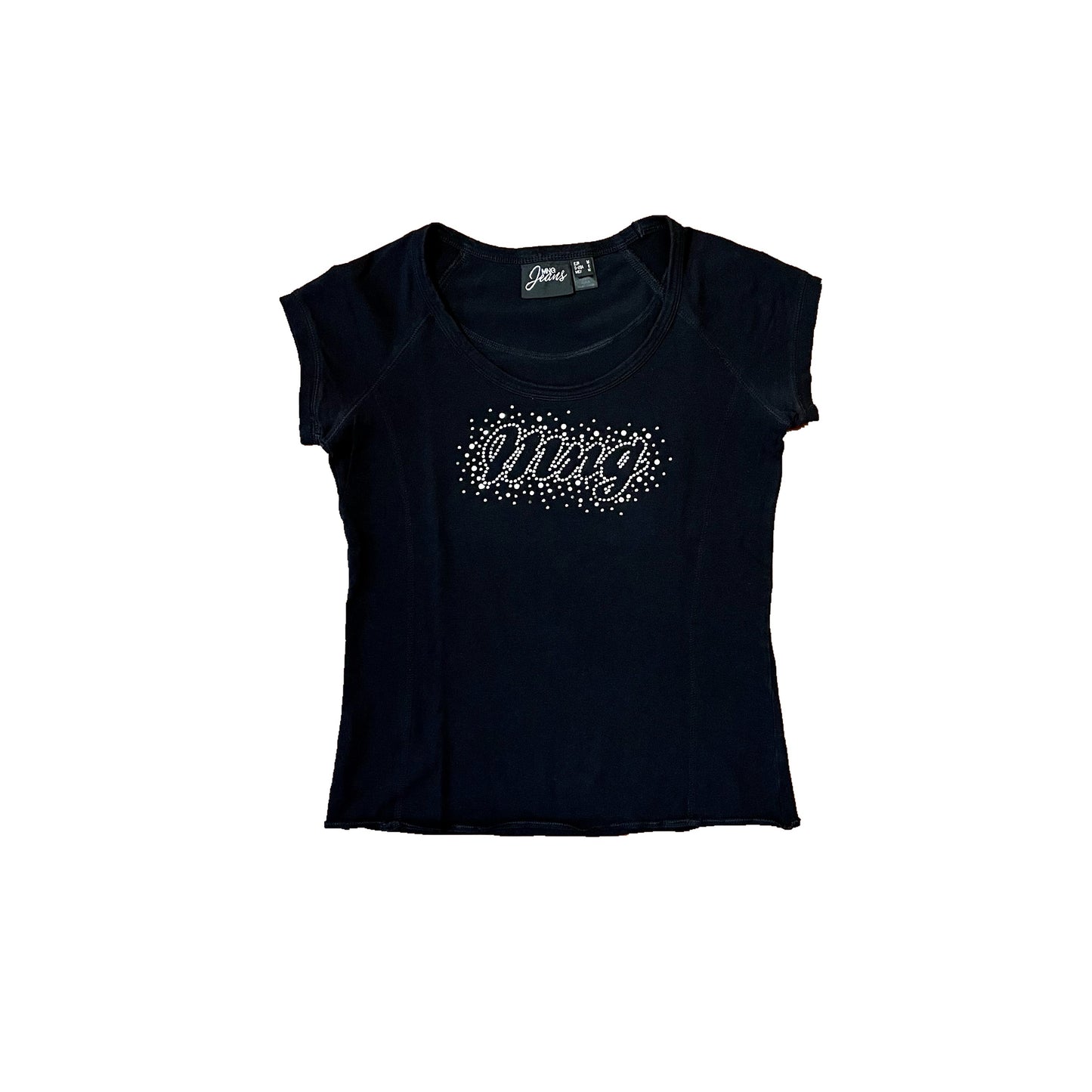 mango black rhinestone baby tee S