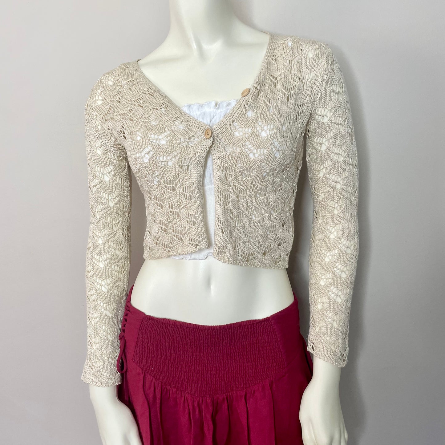sfera gold crochet cardigan XS