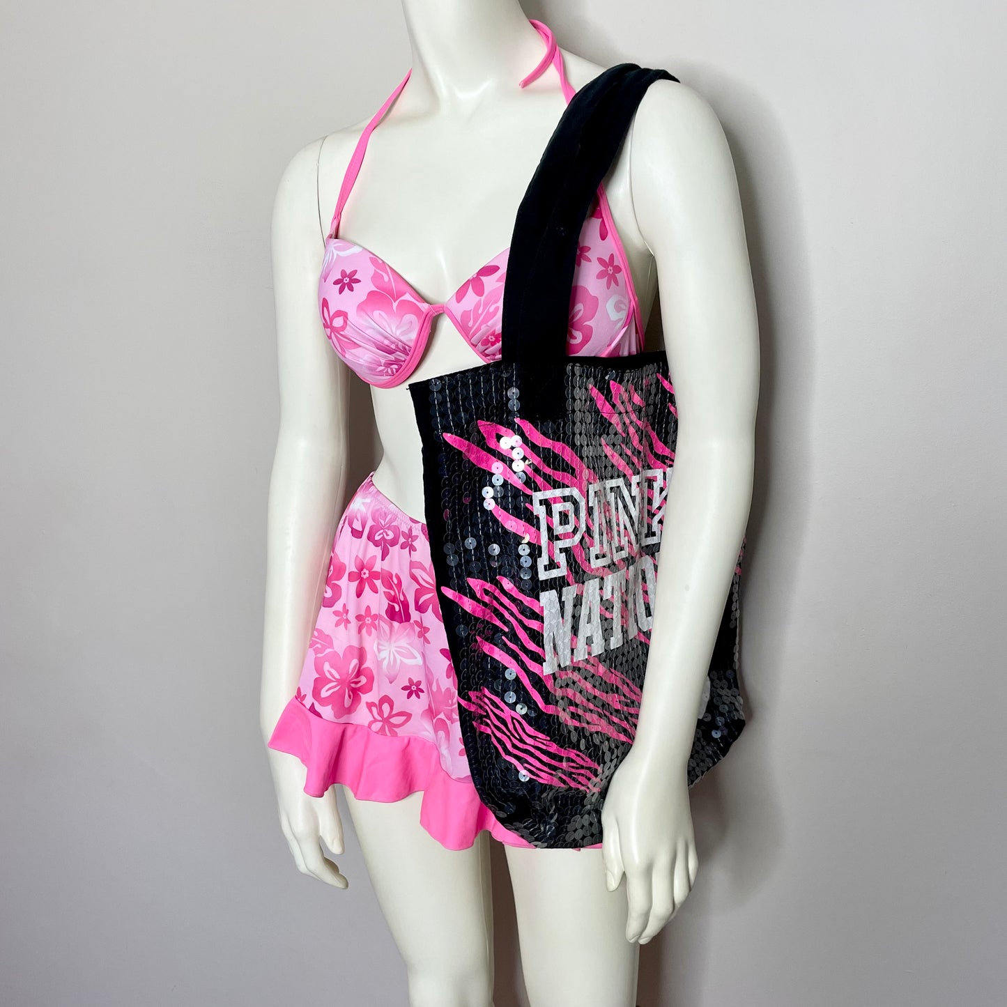 victoria's secret pink sequin tote bag