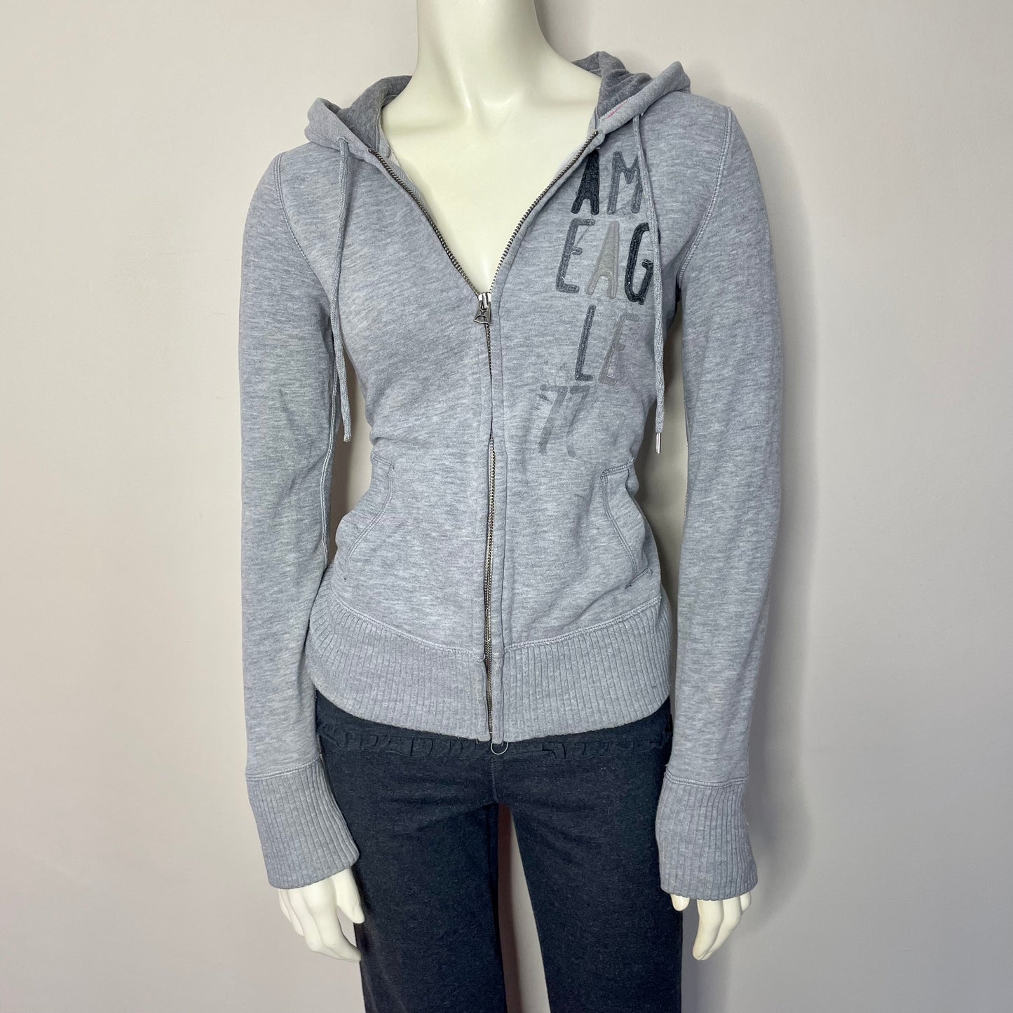 american eagle gray zip hoodie XS
