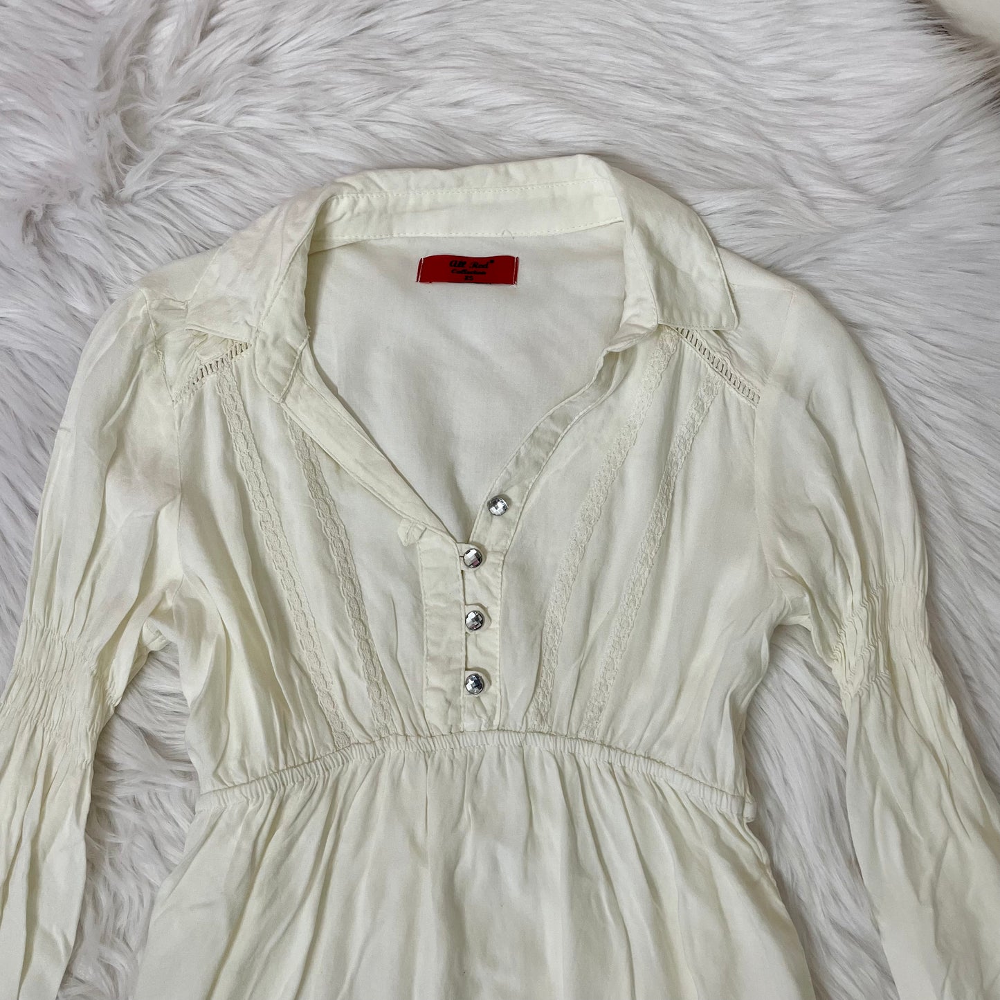 allred white babydoll blouse XS