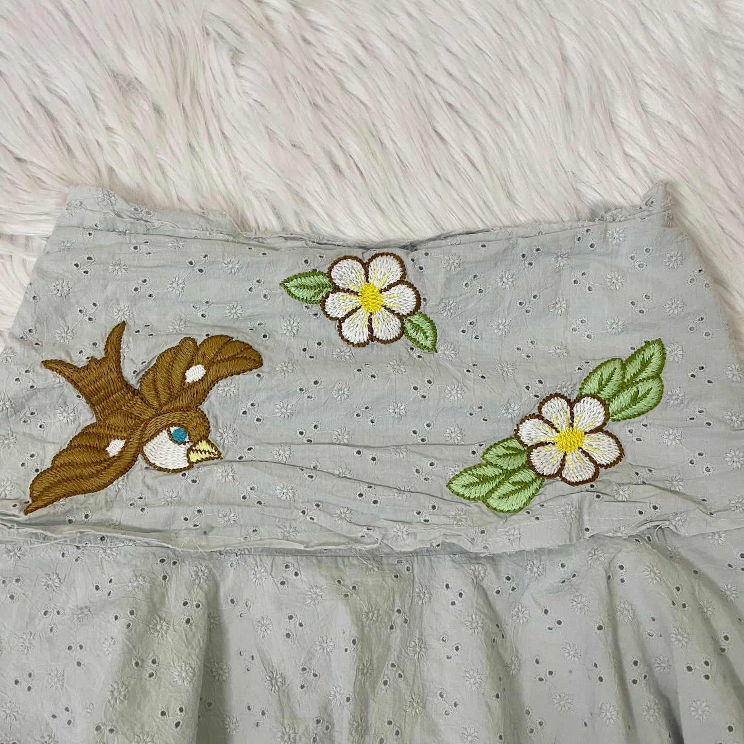 monkey wear embroidered eyelet mini skirt 0