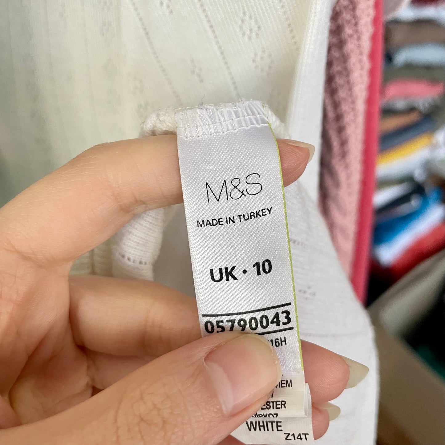 m&s white pointelle bow top S