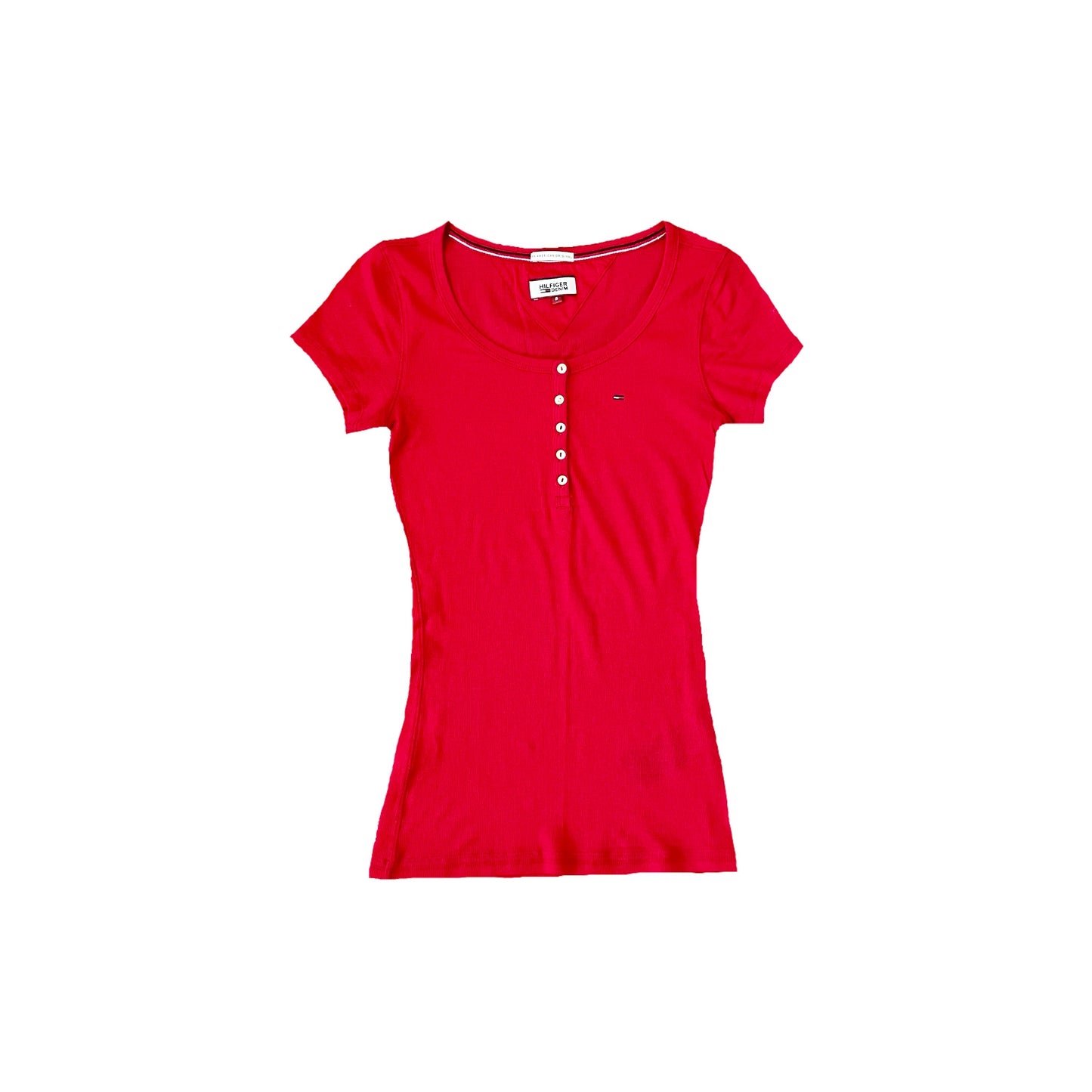 tommy hilfiger red henley top S