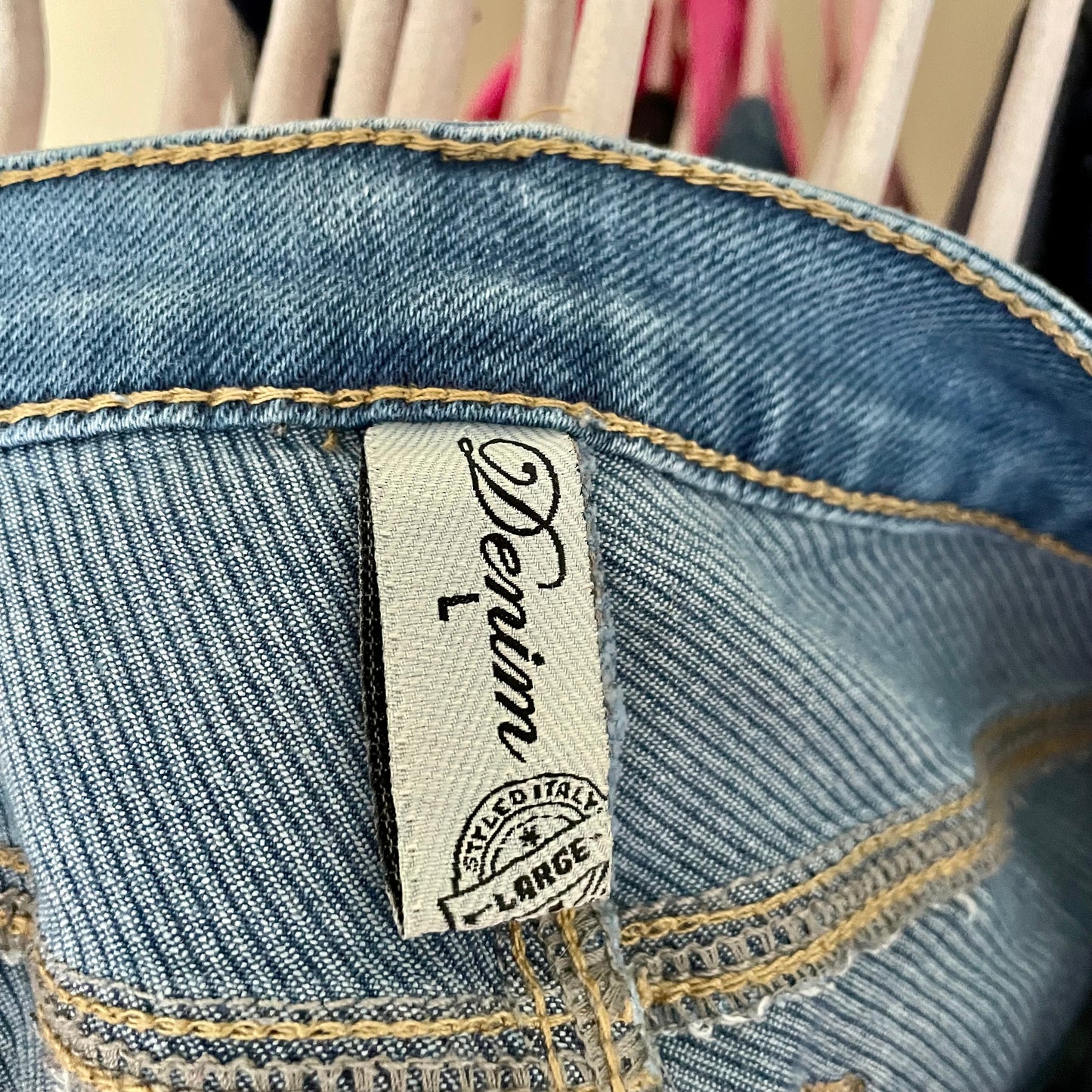 styled italy micro mini jean skirt L