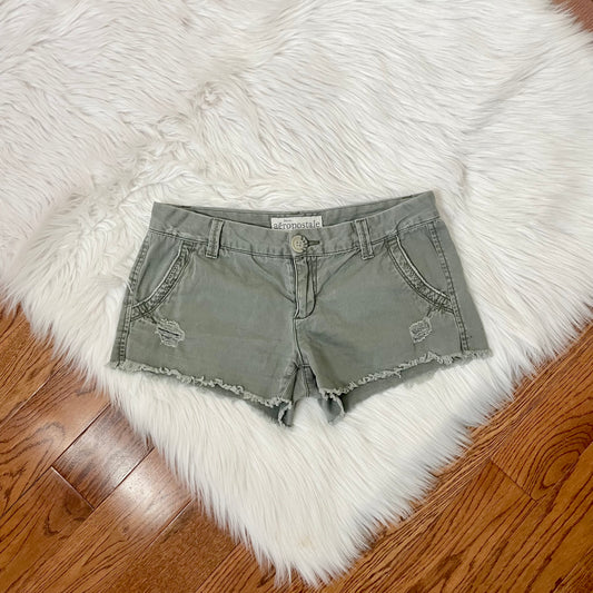 aeropostale green micro mini shorts 3/4