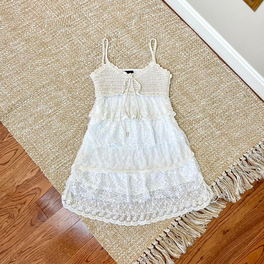 Y2K white tiered babydoll summer dress