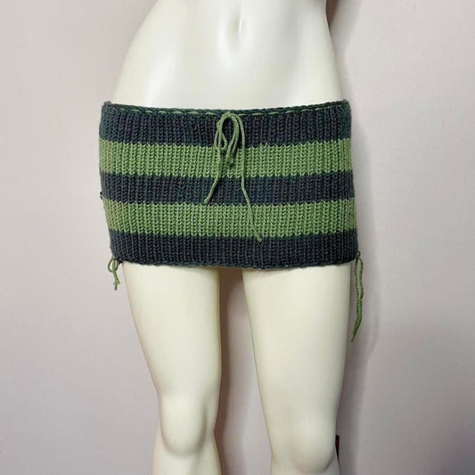 Y2K handmade knitted micro mini skirt