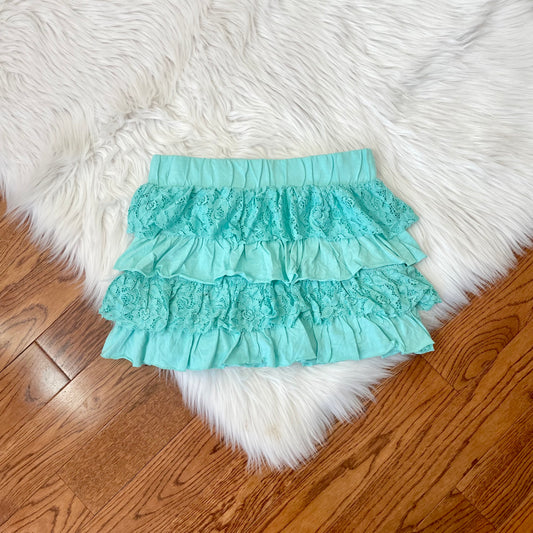 bershka mint green ruffle mini skirt M