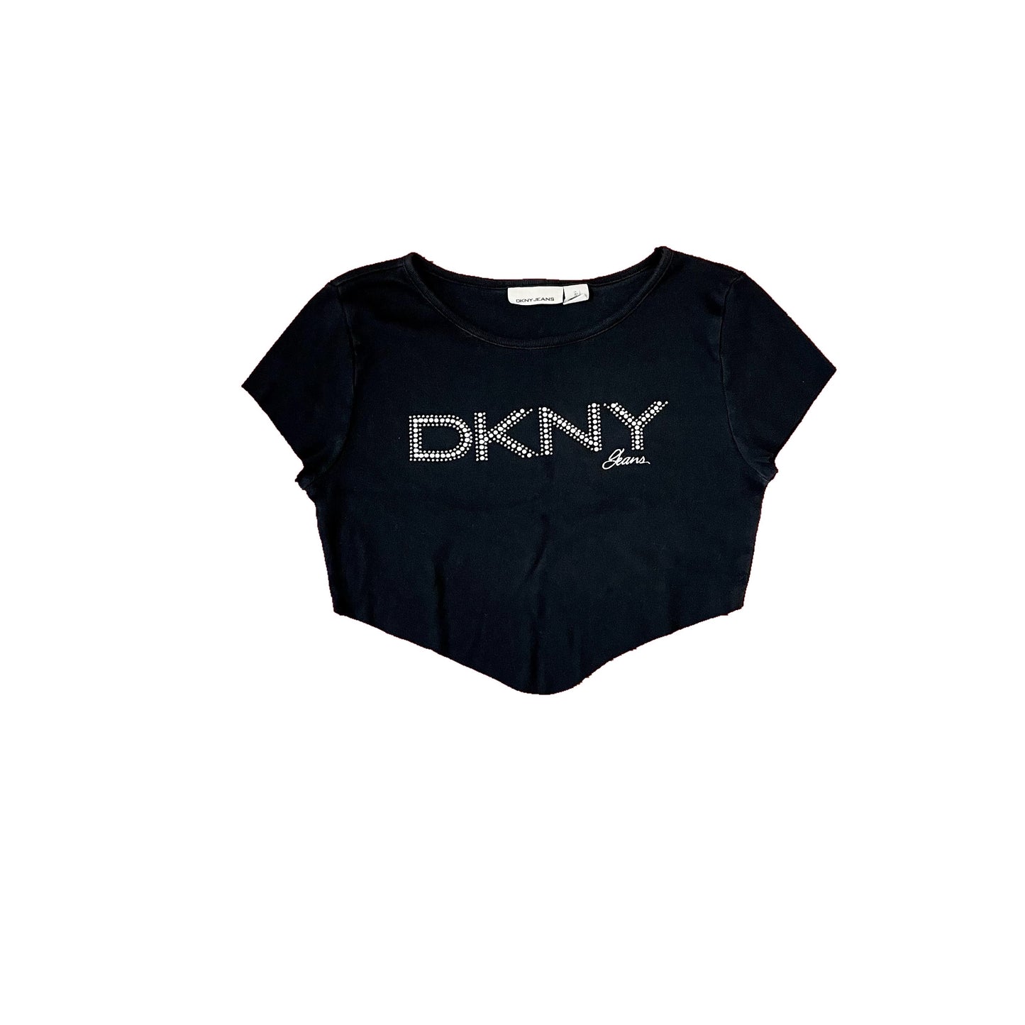 dkny black rhinestone crop top