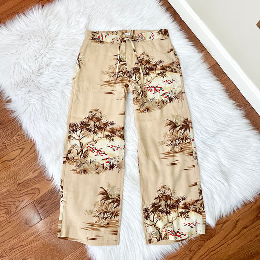 lucky brand tropical print wide leg pants S