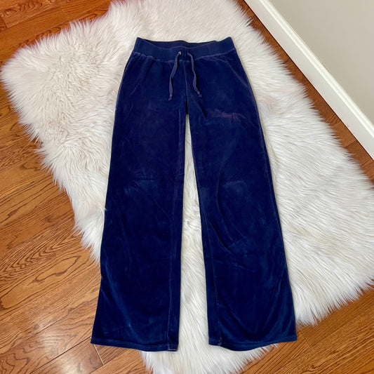 y2k navy blue velour flare sweatpants S