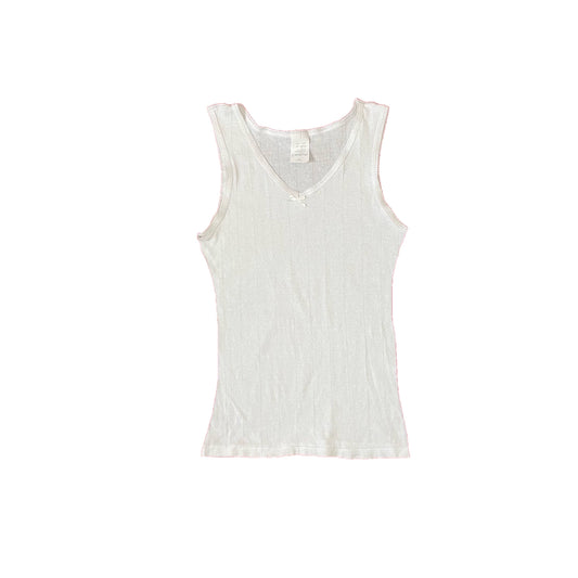vintage y2k white v neck fitted tank top