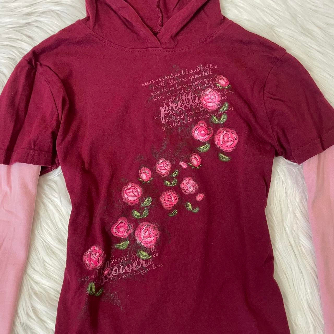 so.. rose print hoodie top