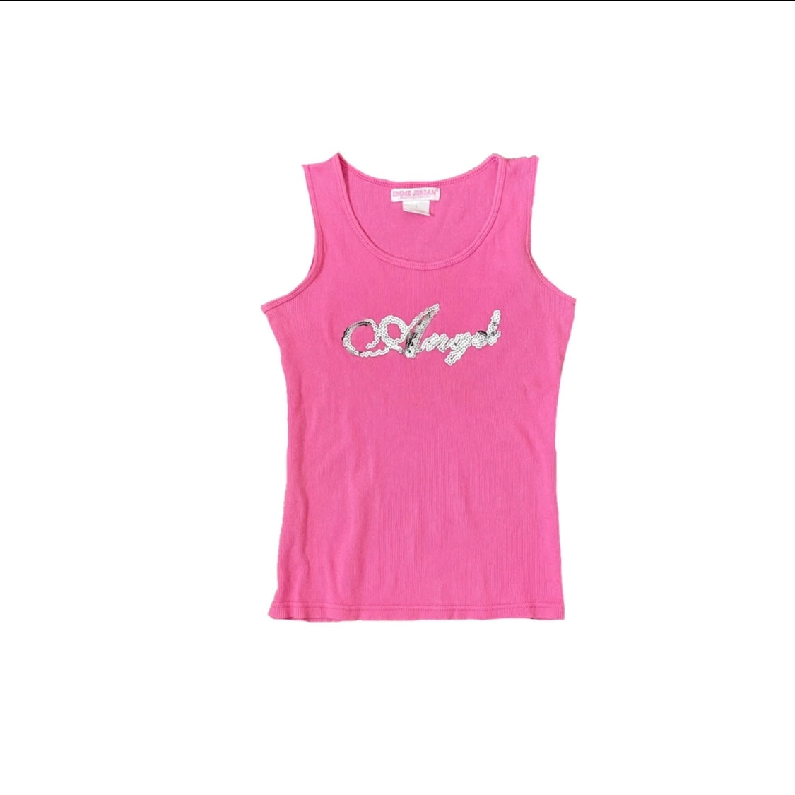 emme jordan pink sequin angel tank top