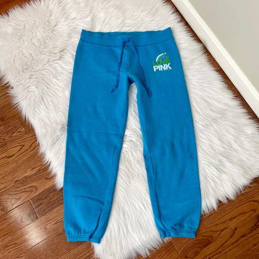 victoria’s secret blue sweatpants w/ booty logo M