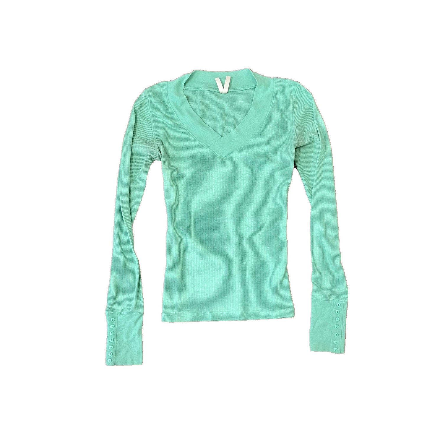 color story green button cuff long sleeve shirt