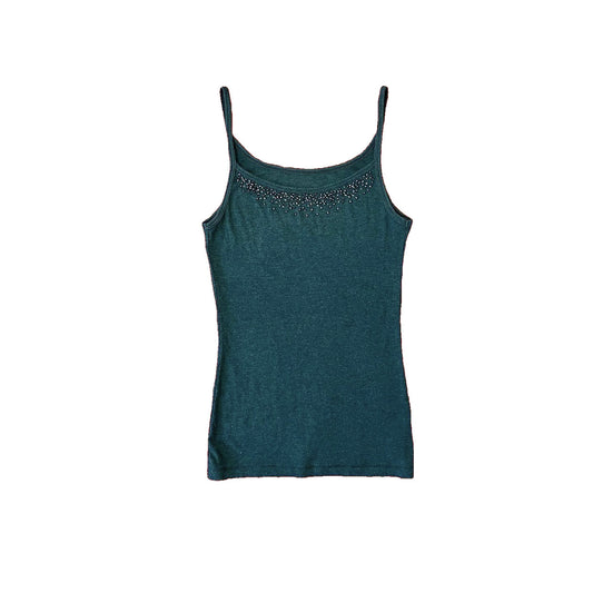 mossimo forest green beaded cami tank top