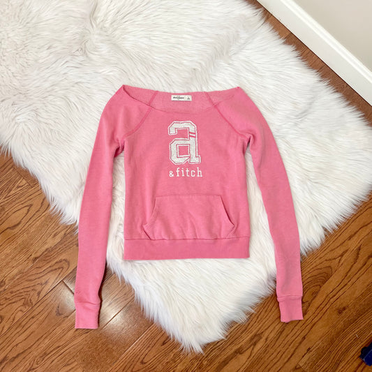 abercrombie pink off shoulder sweatshirt S