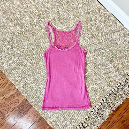 Y2K pink lace tank top