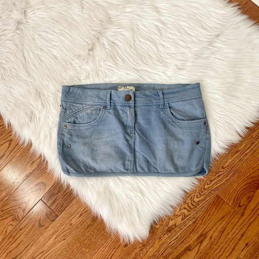 x dye blue micro mini skirt L
