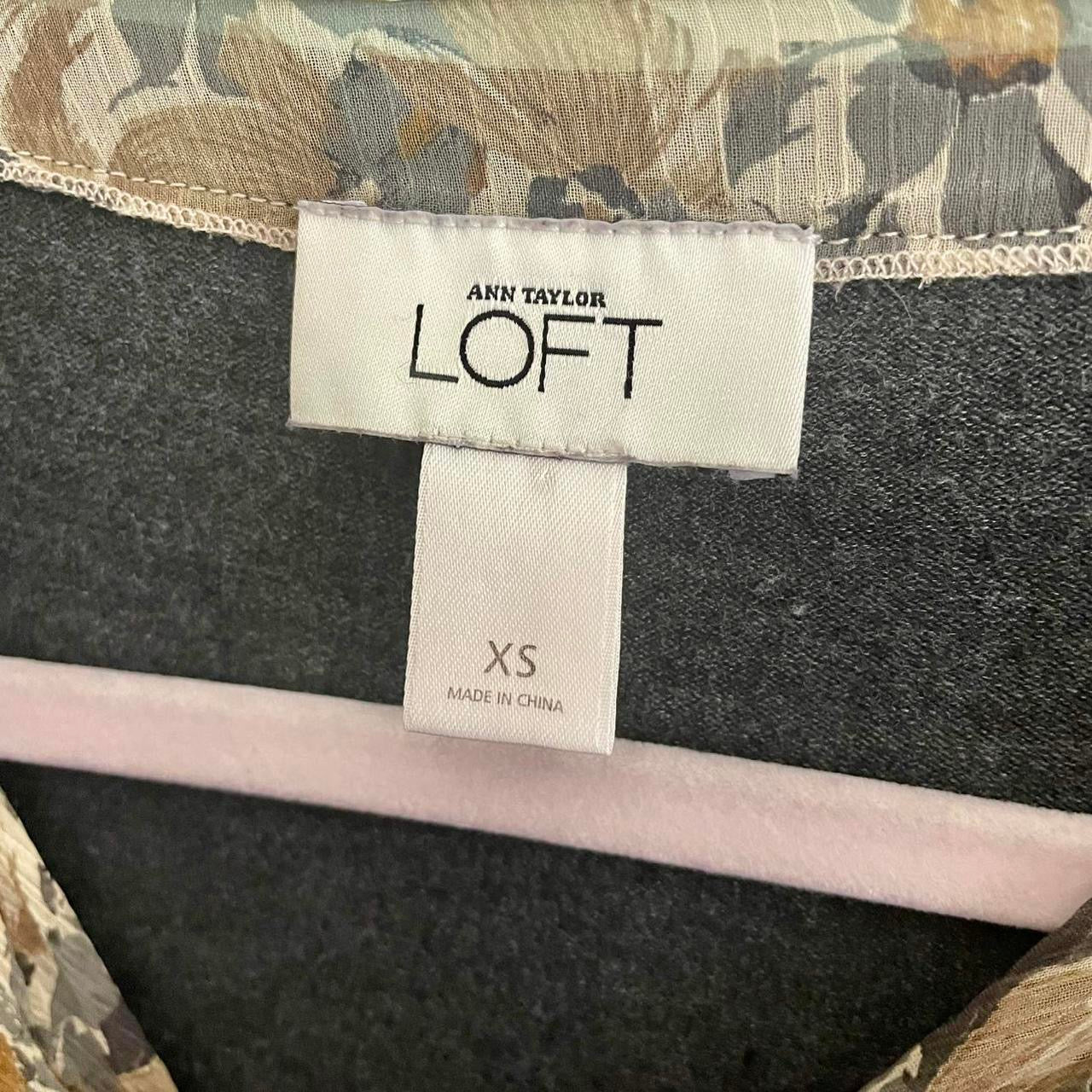 loft gray layered tie neck sweater