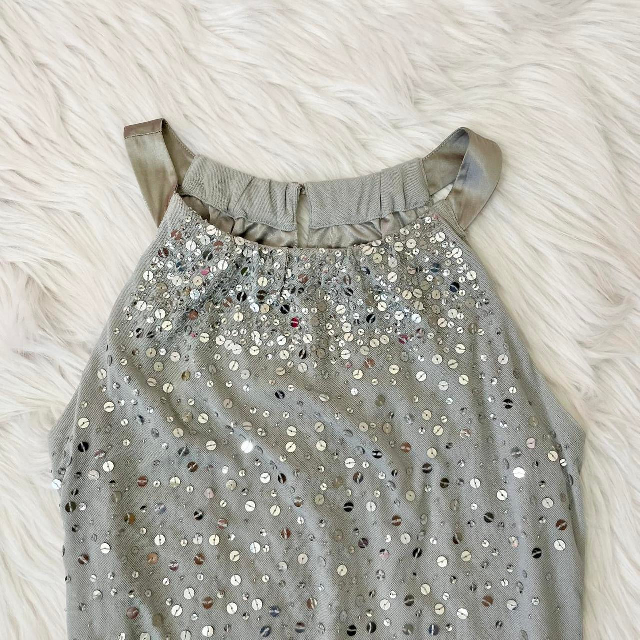 ann taylor silver sequin halter tank top