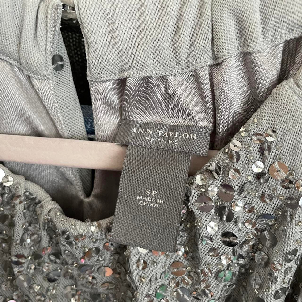 ann taylor silver sequin halter tank top