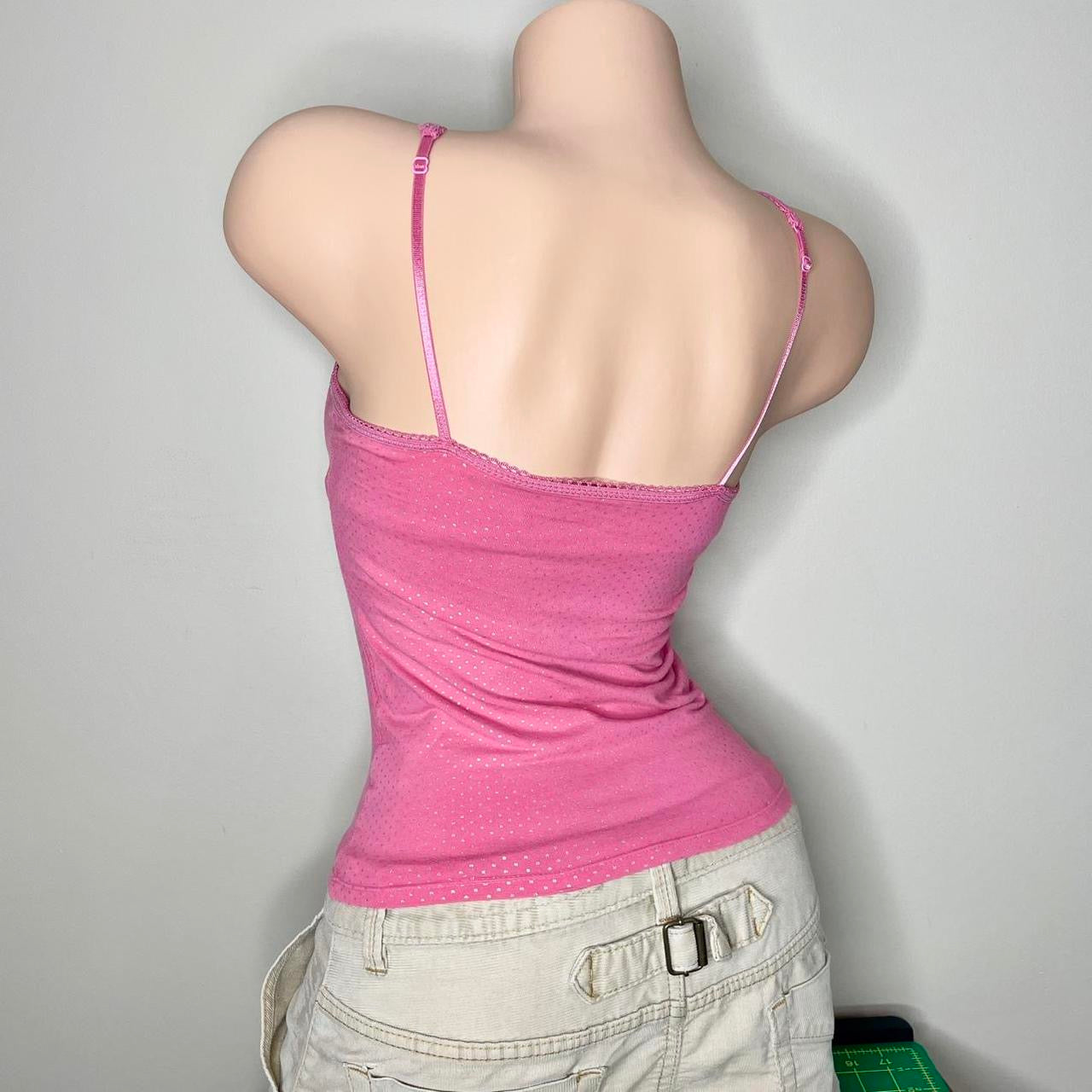 so.. pink polka dot cami top